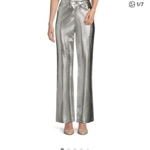 Gianni Bini Silver Women's Straight Leg Vegan Leather Pants